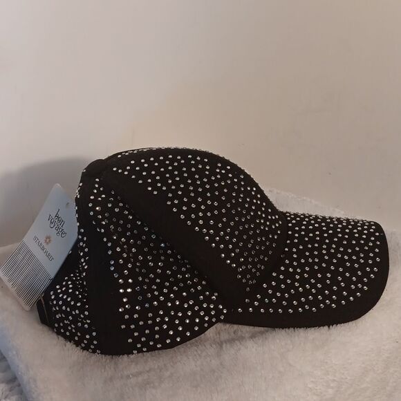 Bon Voyage Black Rhinestone Studded Cap - Picture 5 of 5
